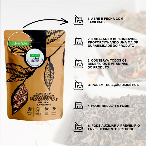 Blend de Chás Barriga Negativa - 100g - Rocha Saúde Imagem de Blend de Chás Barriga Negativa - 100g