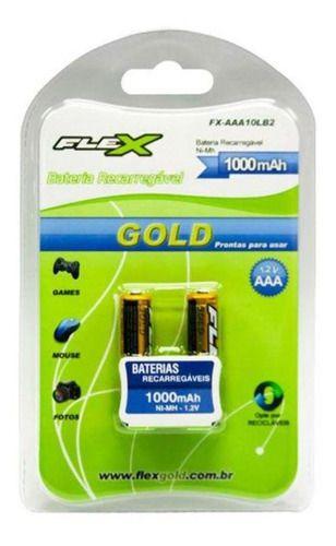 Imagem de Blister 2 Pilhas Recarregaveis Aaa Flex Gold 1000mah  1.2v