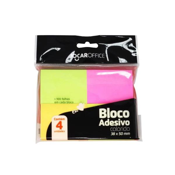 Imagem de Bloco Adesivo 38x50mm Neon 100 Folhas c/ 4 Un Jocar Office