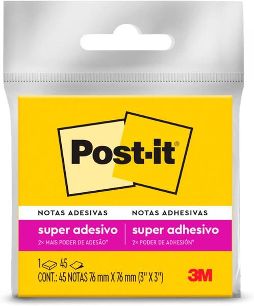 Imagem de Bloco adesivo 3M post-it 76X76mm amarelo neon 45 folhas