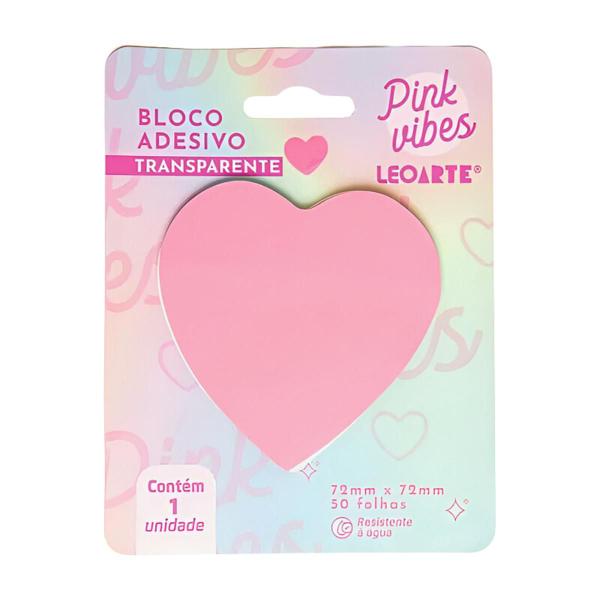 Imagem de Bloco adesivo coracao pink vibes transparente - leoarte