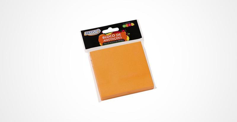 Imagem de Bloco Adesivo de Anotações BRW Laranja Neon 76X76mm 1-Bloco 100 folhas