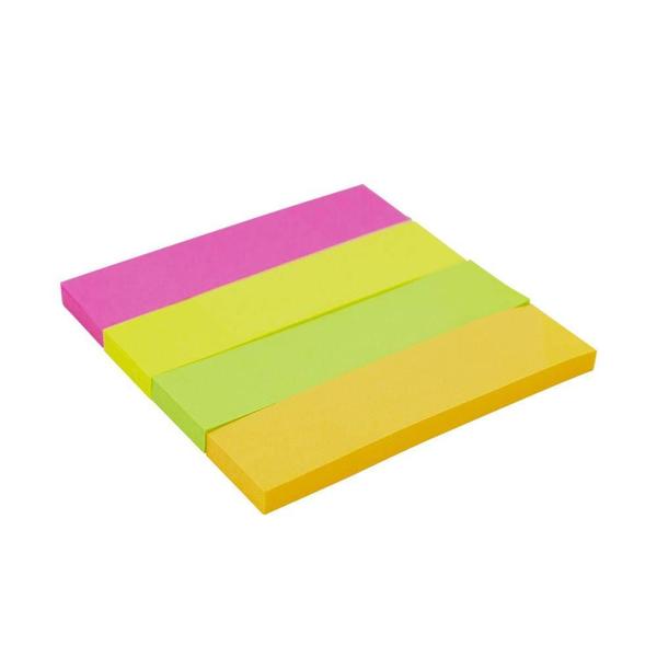 Imagem de Bloco Adesivo Marcador de Pagina 75x19mm 4 Cores Neon 200fls - Ei022