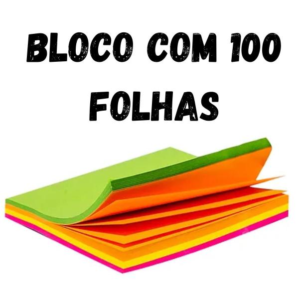 Imagem de Bloco adesivo para recados neon 76x102mm com 100 folhas