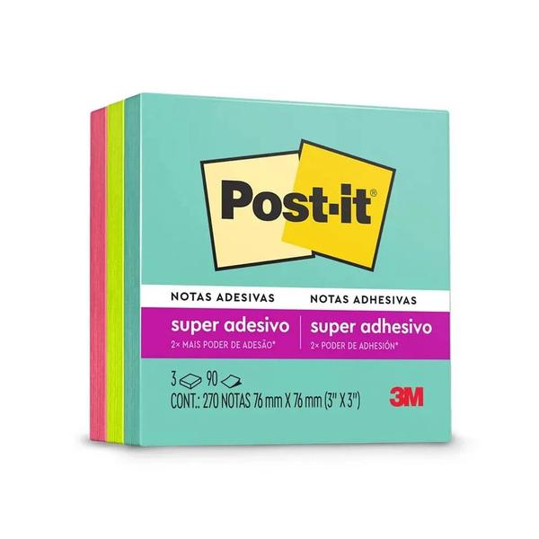 Imagem de Bloco Adesivo Post-It 3M 76x76 mm Coleção Supernova 270 Fls c/ 3 Cores