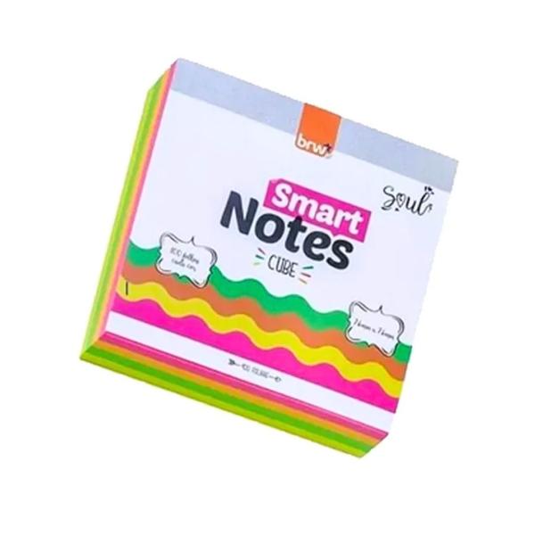 Imagem de Bloco Adesivo Smart Notes 76x76mm Colorido Neon Soul c/200 folhas - BRW