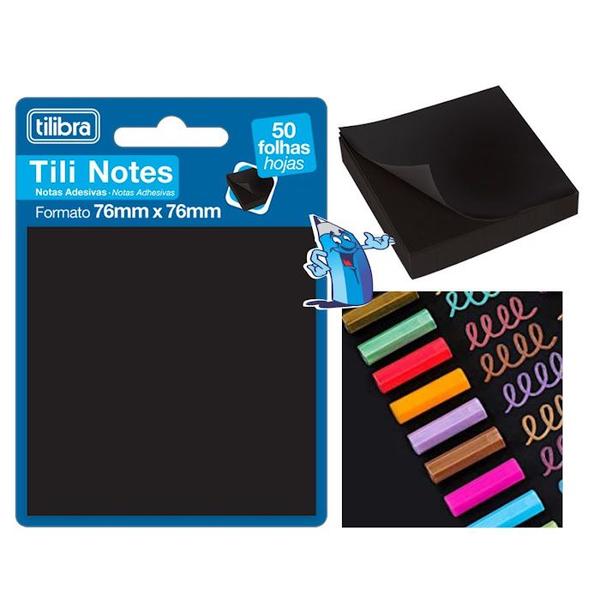 Imagem de Bloco Adesivo Tili Notes 76x76mm Preto Tilibra