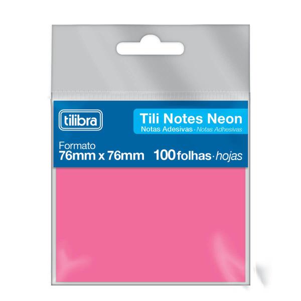 Imagem de Bloco Adesivo Tili Notes 76x76mm Rosa Neon 100 Folhas Tilibra