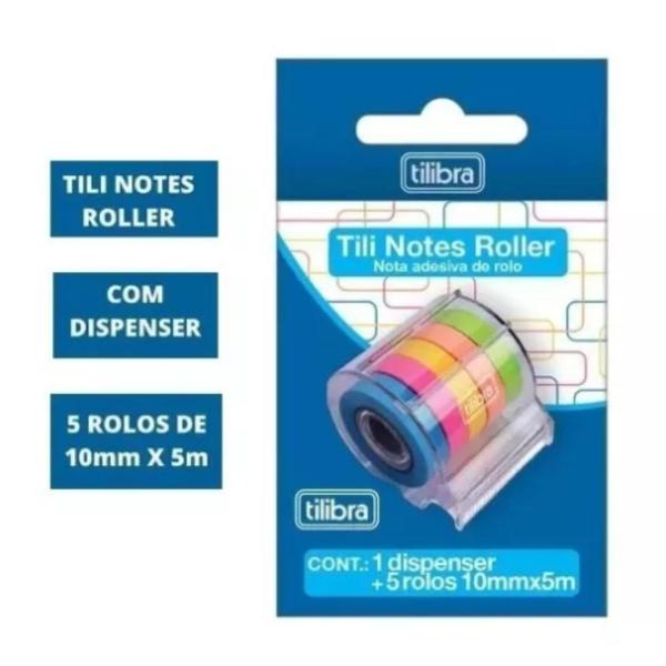 Imagem de Bloco Adesivo Tili Notes Roller 5 Cores c/ Dispenser Tilibra