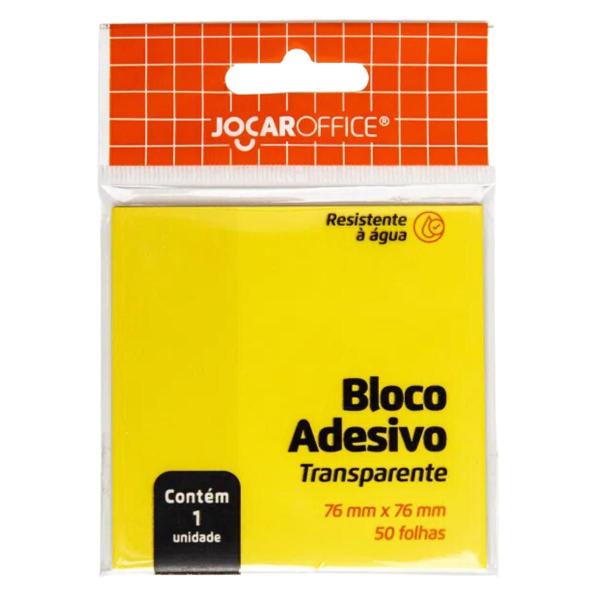 Imagem de BLOCO ADESIVO TRANSPARENTE AMARELO 76x76 50F JOCAR OFFICE