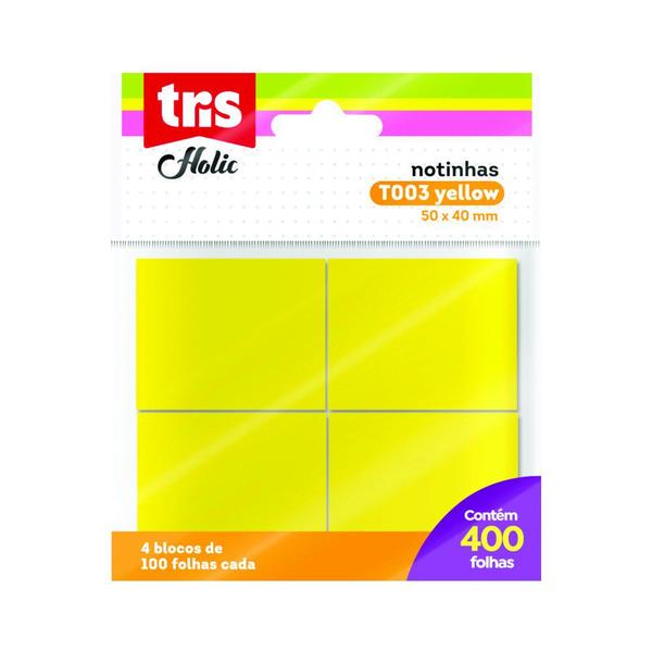 Imagem de Bloco adesivo Tris amarelo 50x40mm c/4 100 fls ref 668048