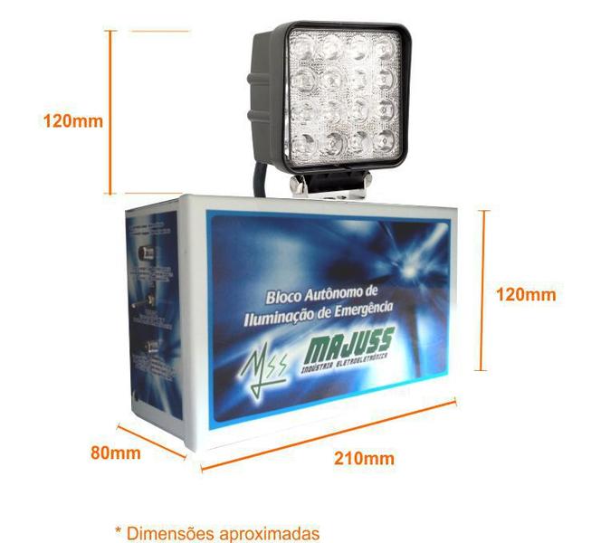 Imagem de Bloco Autônomo de Emergência Led 48W com Bateria 12V