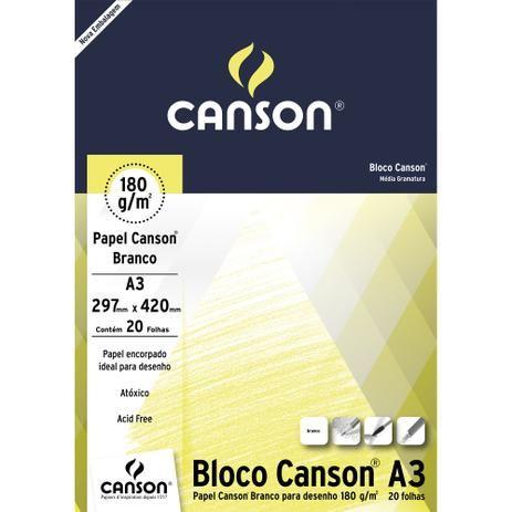 Imagem de Bloco Canson A3 Branco 20 Folhas Desenho 180g/m²