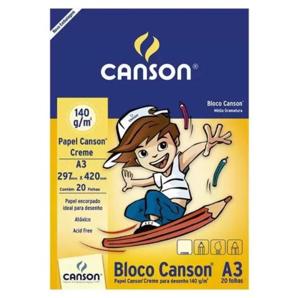 Imagem de Bloco Canson A3 Creme - Escolar 140g/m2 - 20 Folhas