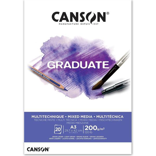 Imagem de Bloco Canson Graduate Mixed Media Branco A3 200 g/m 20 Fls C400110378