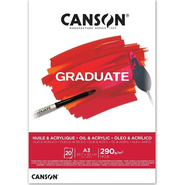 Imagem de Bloco Canson Graduate Óleo E Acrílico A3 290 g/m 20 Fls C400110381