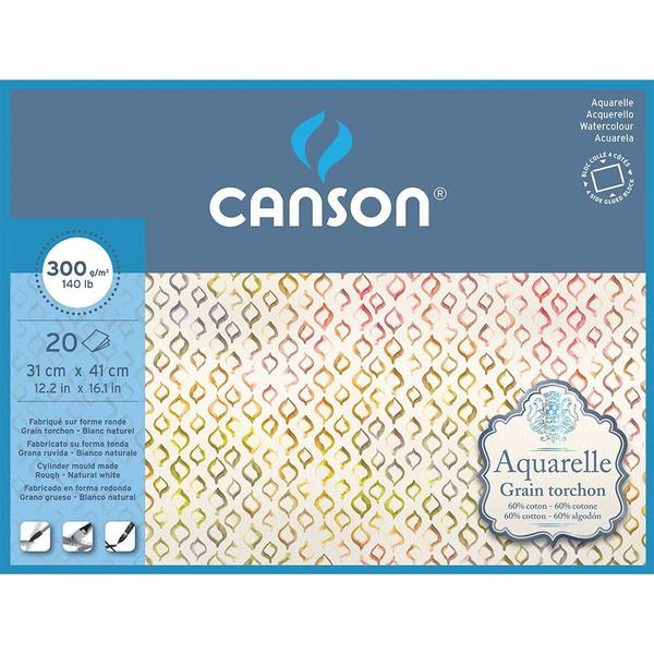 Imagem de Bloco Canson Papel Aquarelle 31x41 300 g/m Grano Grosso 20Fls C400106444