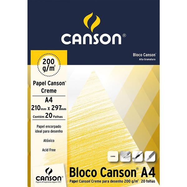 Imagem de Bloco Canson Papel Creme A4 200 g/m 20 Fls  66667042