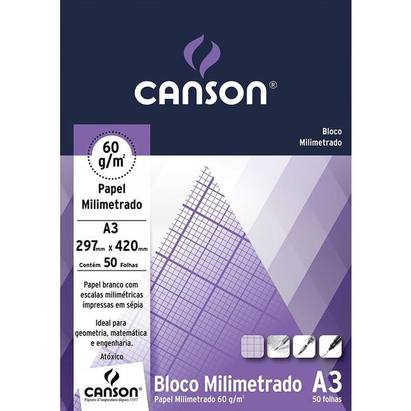 Imagem de Bloco Canson Papel Milimetrado A3 60 g/m 50 Fls 66667084