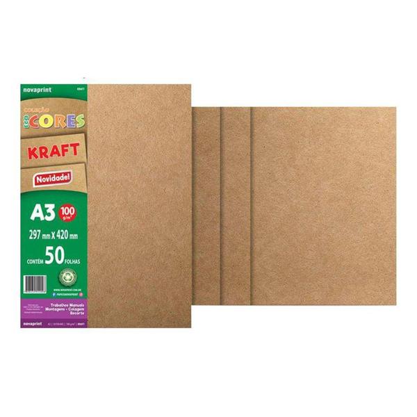 Imagem de Bloco Coleção Ecocores Kraft Novaprint A3 - 100g 50 Folhas - 297 x 420 cm