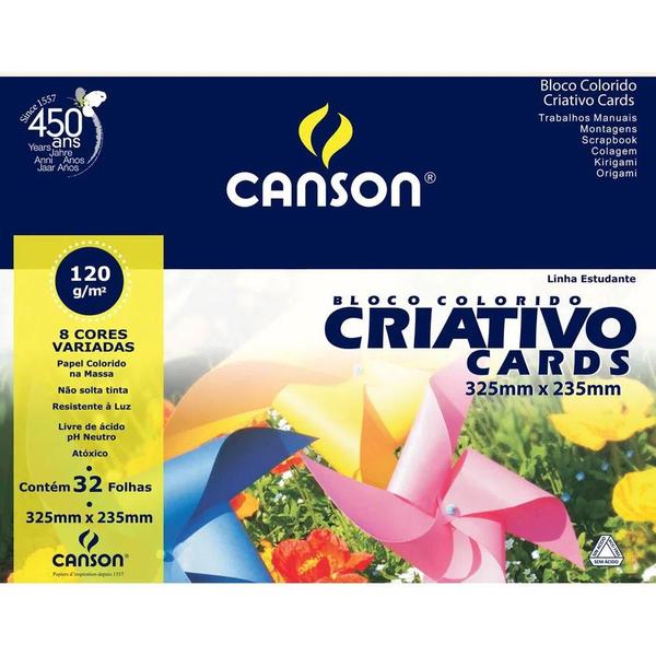 Imagem de Bloco Colorido Criativo Cards 32 Folhas 325mm x 235mm - Canson