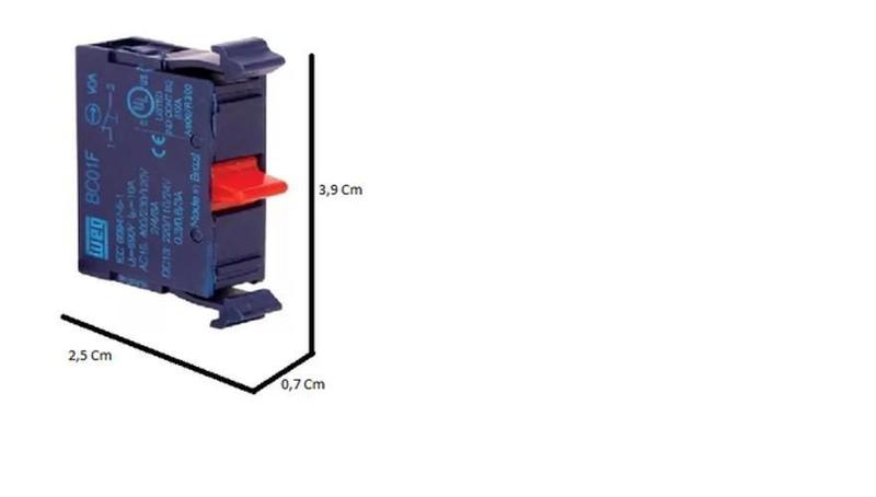 Imagem de Bloco Contato Vermelho 1Nf Para Botão Weg Bc01F-Csw