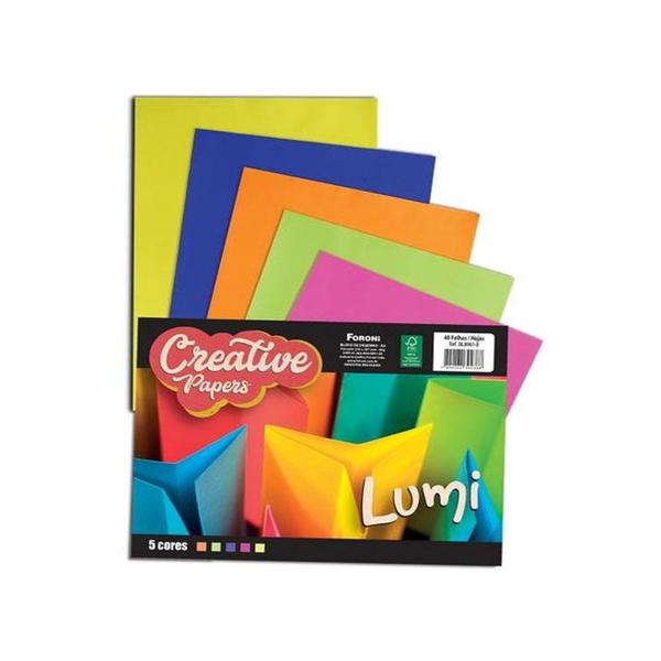 Imagem de Bloco Creative A4 Foroni 75g Lumi Papers 40 Folhas 5 Cores