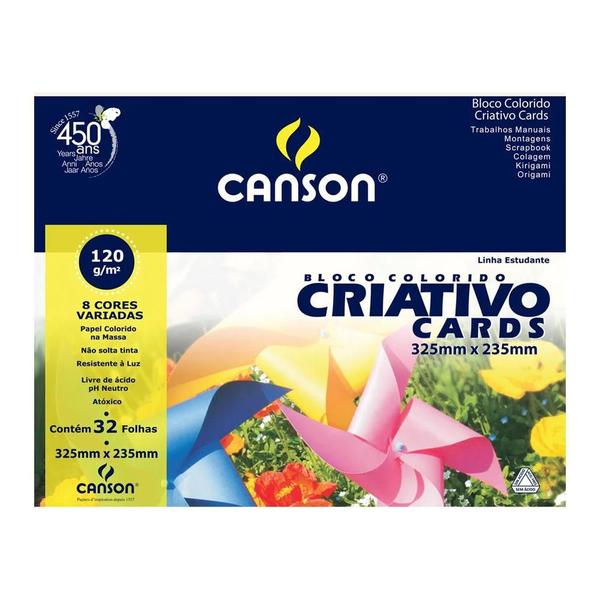 Imagem de Bloco Criativo Canson 120G 8 Cores Com 32 Folhas 325X235Mm