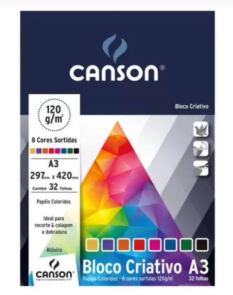 Imagem de Bloco Criativo CardsA3 32FL120g 297x420mm 8 cores - Canson