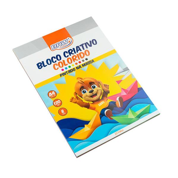 Imagem de Bloco criativo colorido A4 120gr 8 cores BRW - 25 folhas