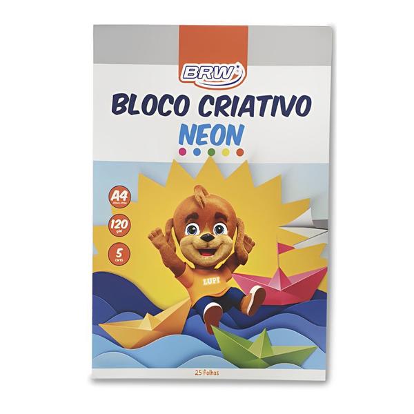 Imagem de Bloco Criativo Neon Brw A4 120g C/ 5cores 25 Folhas