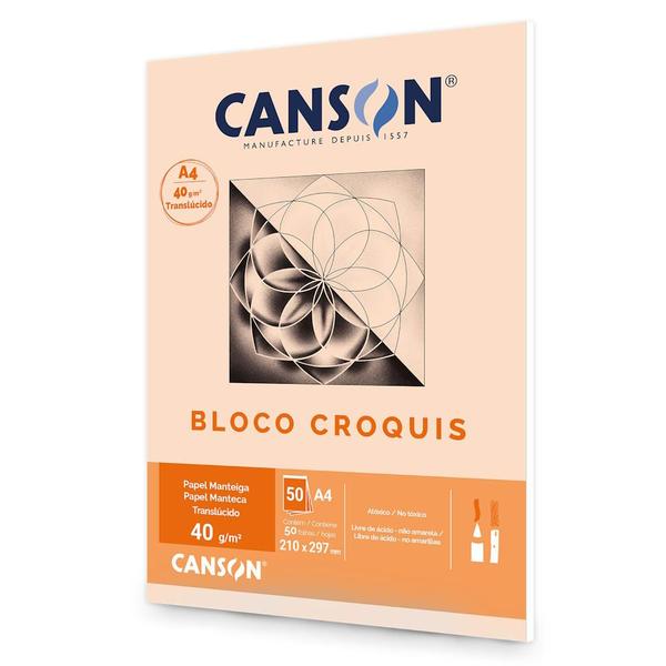 Imagem de Bloco Croquis Manteiga Artistico Canson 50 folhas A4 40g/m2