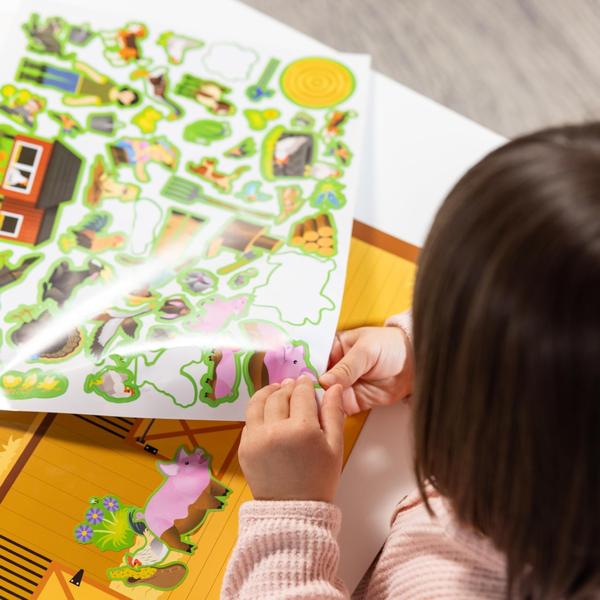 Imagem de Bloco de adesivos reutilizável Melissa & Doug Farm com mais de 280 adesivos