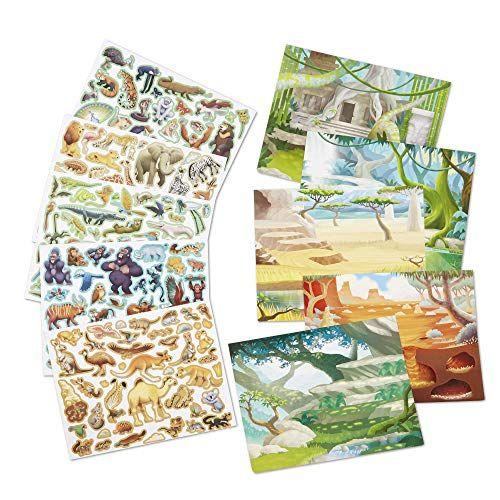 Imagem de Bloco de adesivos reutilizável Melissa & Doug: Jungle and Savanna - mais de 175 adesivos, 5 cenas