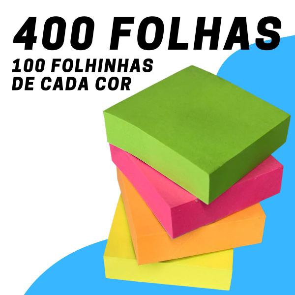 Imagem de Bloco de Anotações Estudos Trabalho 4 Cores 100 Folhas 3,8 x 3,8 cm Cubo