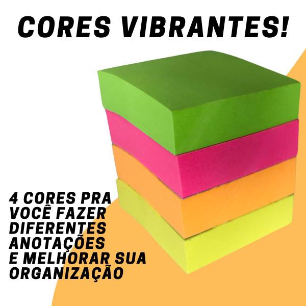 Imagem de Bloco de Anotações Estudos Trabalho 4 Cores 100 Folhas 3,8 x 3,8 cm Cubo