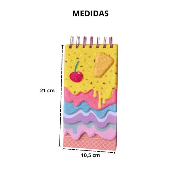 Imagem de Bloco de Anotações Sobremesa Sorvete 3D Capa em Relevo