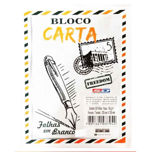 Imagem de Bloco De Carta Sem Pauta 205X265mm Bloco com 50 Folhas Sao Domingos