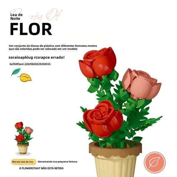 Imagem de Bloco De Construção DIY Infantil Brinquedos Flores Eternas Montagem De Mesa Presentes