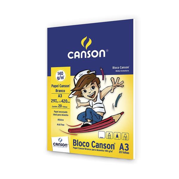 Imagem de Bloco de Desenho Canson A3 Branco com 20 Folhas 297x420mm 140g