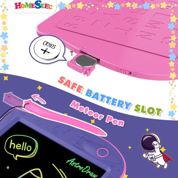 Imagem de Bloco de desenho HOMESTEC Astrodraw LCD Writing Tablet Kids Purple