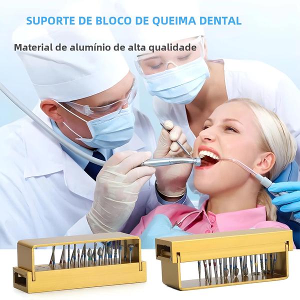 Imagem de Bloco De Desinfecção De Brocas Dentárias Autoclaváveis 30 Furos Suporte De Esterilização De Alumínio