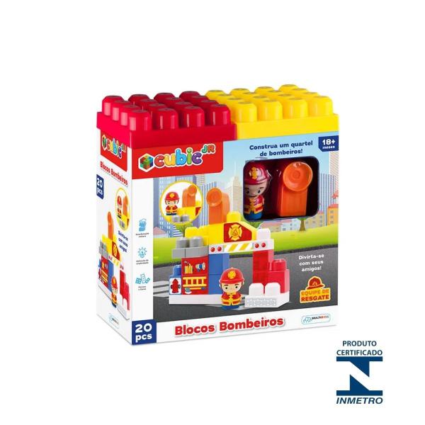 Bloco de Encaixe Bombeiros Cubic Jr 20 peças Multikids - BR1391 Imagem de Bloco de Encaixe Bombeiros Cubic Jr 20 peças Multikids - BR1391