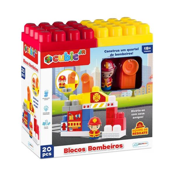Bloco de Encaixe Bombeiros Cubic Jr 20 peças Multikids - BR1391 Imagem de Bloco de Encaixe Bombeiros Cubic Jr 20 peças Multikids - BR1391