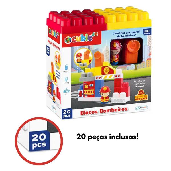 Bloco de Encaixe Bombeiros Cubic Jr 20 peças Multikids - BR1391 Imagem de Bloco de Encaixe Bombeiros Cubic Jr 20 peças Multikids - BR1391