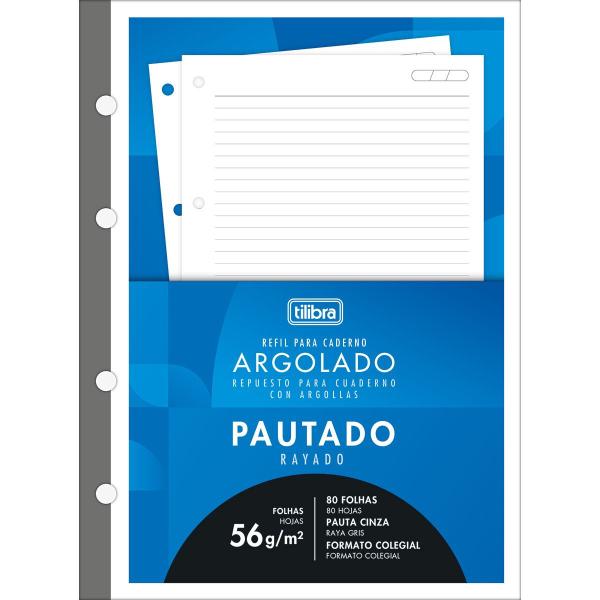 Imagem de Bloco de Folhas Caderno Argolado Fichario Colegial 17,7x24cm 80 Folhas Tilibra