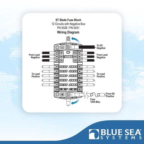 Imagem de Bloco de fusíveis Blue Sea Systems 5026 ST Blade 12 Circuit