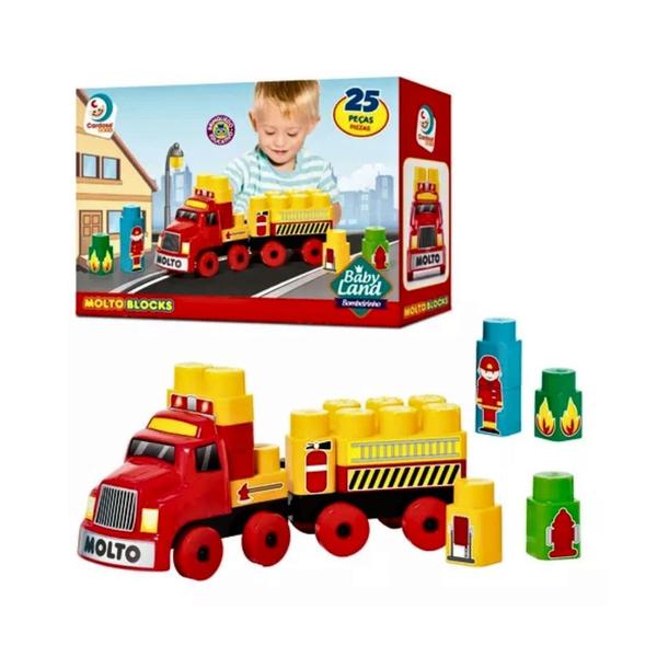 Imagem de Bloco de montar 25 peças baby land bombeirinho  cardoso toys  by bsmix