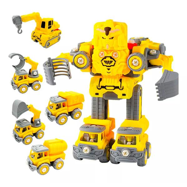 Imagem de Bloco De Montar 5 Em1 Construção Caminhão Trator Engenharia Brastoy Robô Transformers Brinquedo Educativo Infantil 