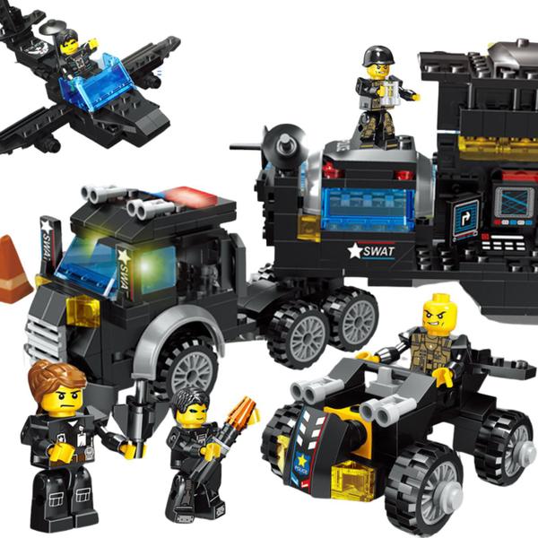 Imagem de Bloco De Montar 701 Pç Brinquedo Tipo Lego -Caminhao Policia